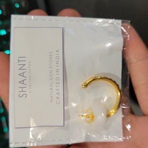 Shaanti sterling silver natural gemstone India freshwater pearl earrings